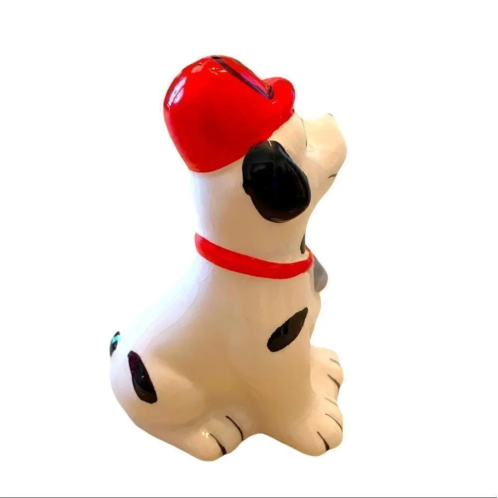 Salt And Pepper Ceramic Shakers Red Fire Hydrant & Dalmatian Dog